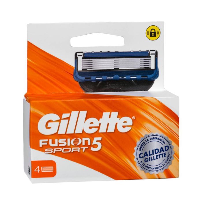 Gillette Fusion 5 Sport - Pack de 4 cabezales de 5 hojas para hombre