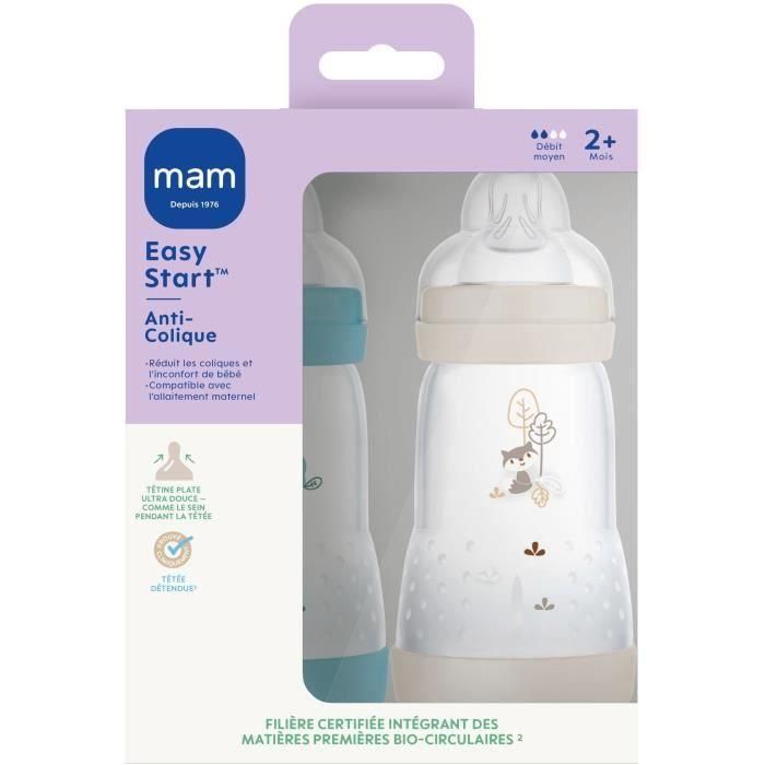 MAM MAM9001616836565 Juego de 2 Biberones Easy Start Anticólico 260 ml Tetina Flow 2 Océano + Arena 1 MAM MAM9001616836565 Juego de 2 Biberones Easy Start Anticólico 260 ml Tetina Flow 2 Océano + Arena 1