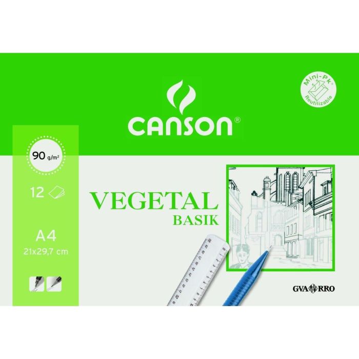 Papel de dibujo Canson VEGETAL BASIK A4 12 Hojas (20 Unidades) 1 Papel de dibujo Canson VEGETAL BASIK A4 12 Hojas (20 Unidades) 1