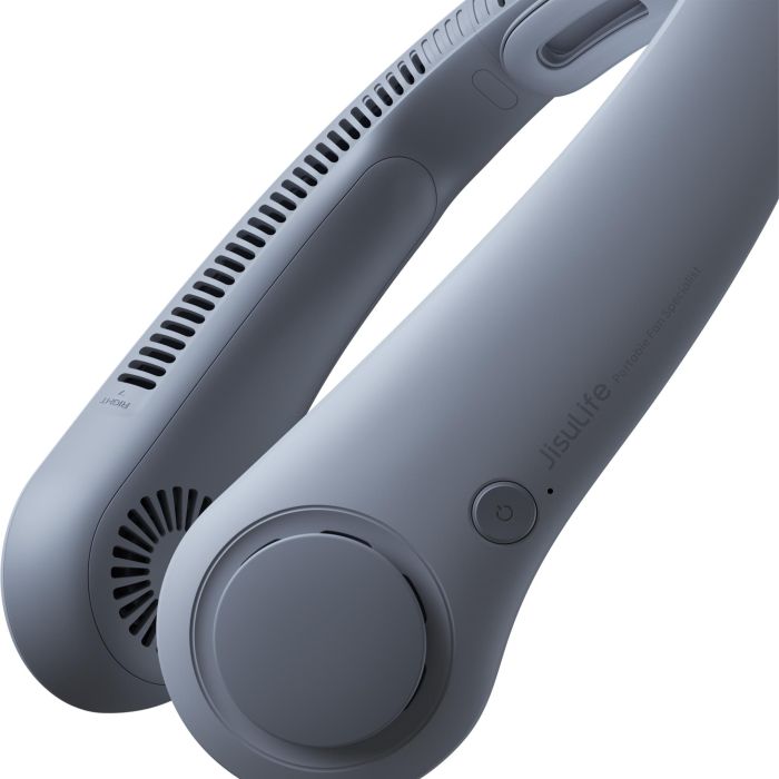 Jisulife Ventilador de Cuello Portátil Sin Aspas Life 4 Gris Silencioso, 5 Velocidades y Batería 5000mAh Recargable USB-C 1 Jisulife Ventilador de Cuello Portátil Sin Aspas Life 4 Gris Silencioso, 5 Velocidades y Batería 5000mAh Recargable USB-C 1