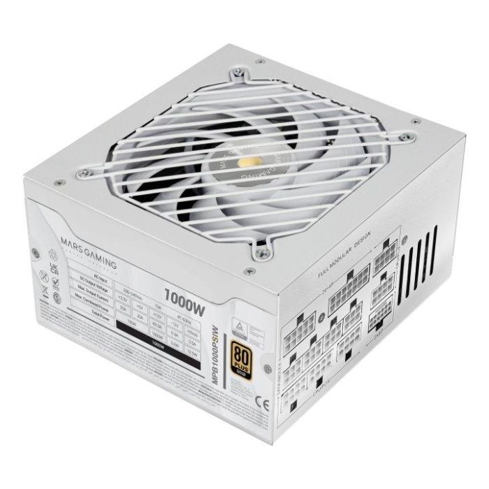 Mars Gaming Fuente de Alimentación MPB1000PSIW 1000W 80 Plus Gold Blanca ATX 3.1 PCIe 5.1 2
