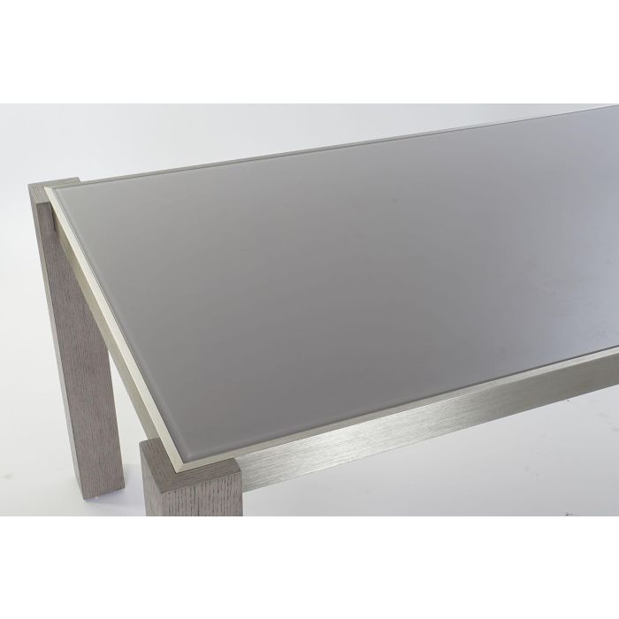 DKD Home Decor Mesa de Comedor Moderna Gris de Cristal Templado, Roble y Aluminio, 92 cm Largo x 162 cm Ancho x 74 cm Alto 1