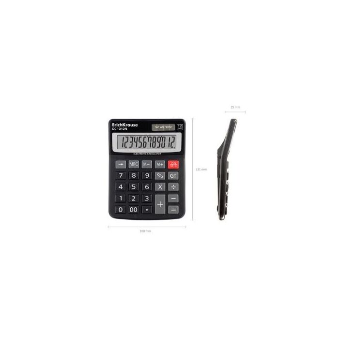ErichKrause DC-312N 50312 Calculadora de Escritorio Básica 12 Dígitos Pantalla LCD Alimentación Solar/Batería Negro 3 ErichKrause DC-312N 50312 Calculadora de Escritorio Básica 12 Dígitos Pantalla LCD Alimentación Solar/Batería Negro 3