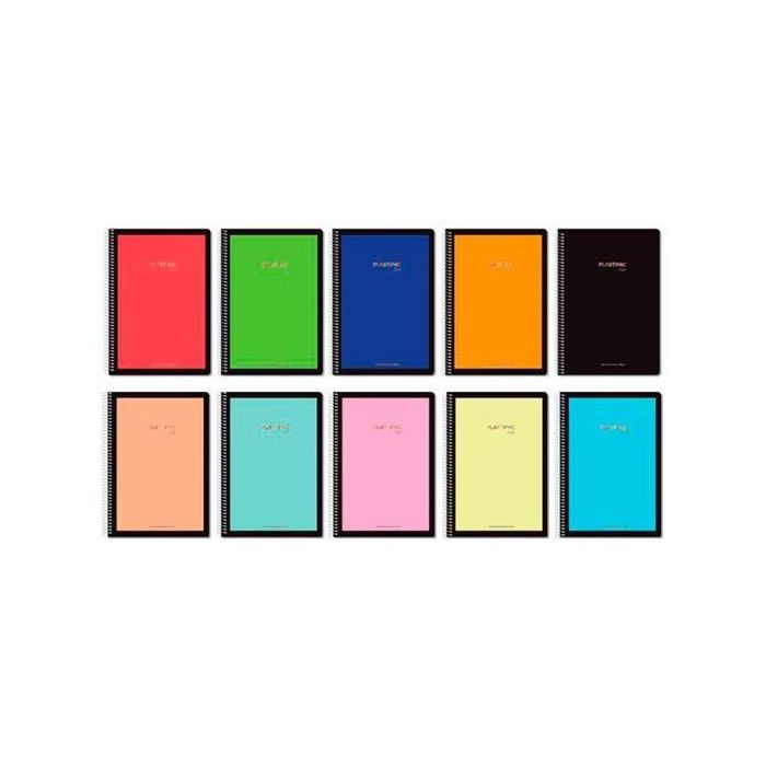 Pacsa Cuaderno Plastipac Serie Lux 80 Hojas Folio 100 gr 4x4 mm Tapa PP Colores Surtidos Vivos-Pastel (5 Unidades) (5 Unidades)