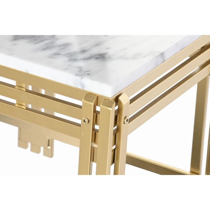 Mesa de Centro DKD Home Decor Metal Aluminio Mármol 80 x 40 x 40 cm 3 Mesa de Centro DKD Home Decor Metal Aluminio Mármol 80 x 40 x 40 cm 3