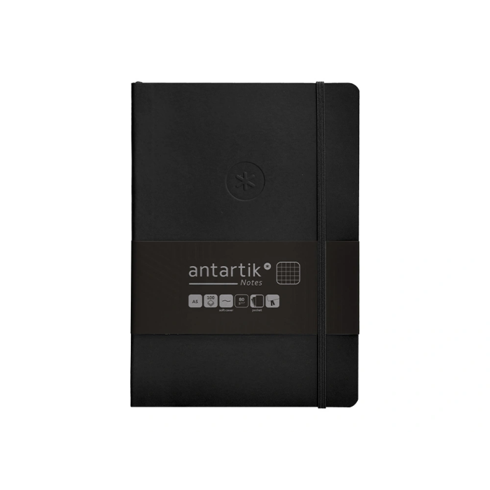 Antartik Cuaderno A5 Tapa Blanda Hojas Cuadriculadas Negro 80 Hojas 80 gr FSC 1