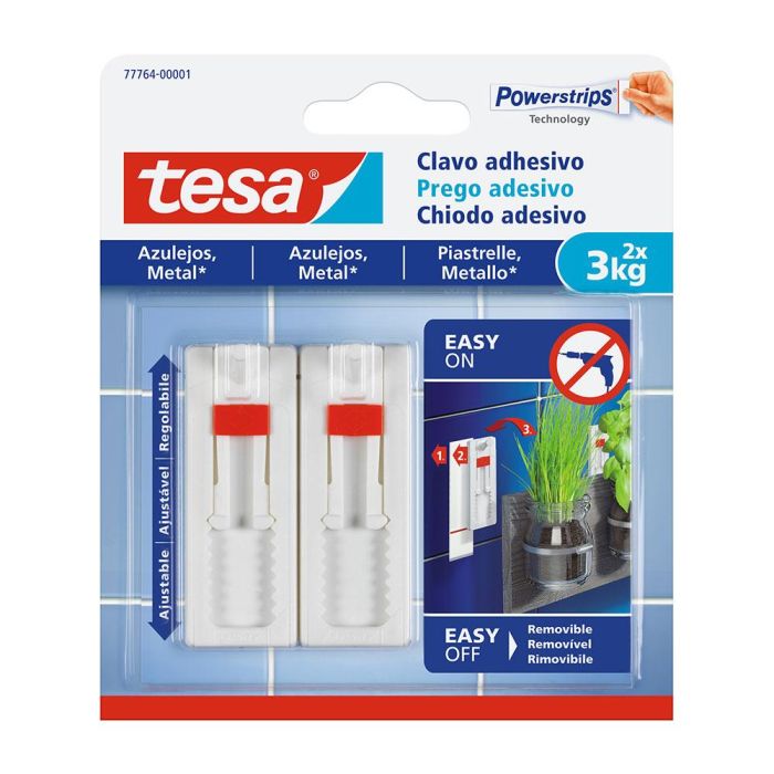 Tesa 77764 Clavo Adhesivo para Azulejos con Capacidad de Carga de 3 kg 0 Tesa 77764 Clavo Adhesivo para Azulejos con Capacidad de Carga de 3 kg 0