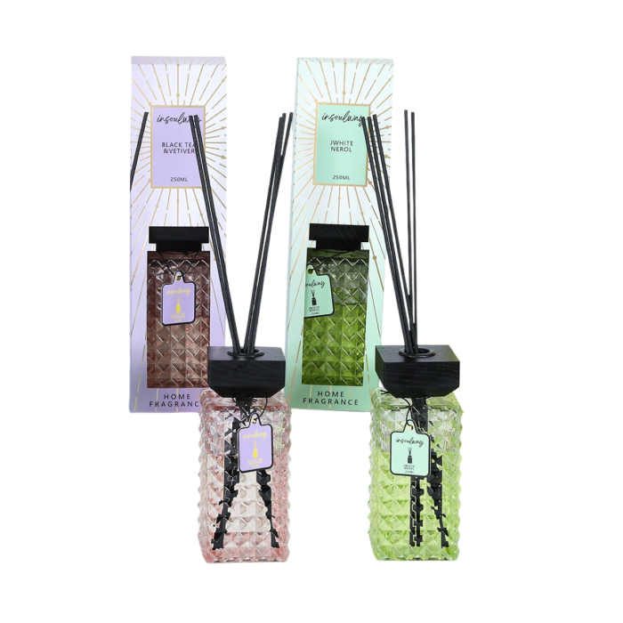 DKD Home Decor Ambientador Mikado 7 x 28 x 7 cm (4 Unidades) Cristal y Bambú