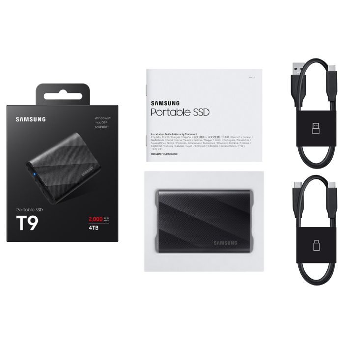 Samsung MU-PG4T0B Disco SSD Externo Portátil T9 4TB USB 3.2 Gen2 Tipo C 2000 MB/s Negro 3