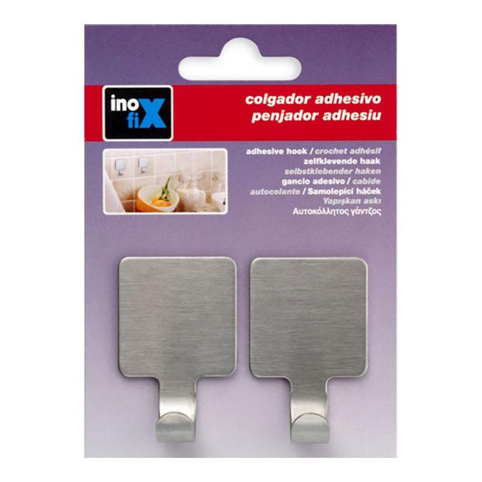 Inofix Colgador adhesivo gancho acero inoxidable cromado 2077-1-000 (2 unid.) 1