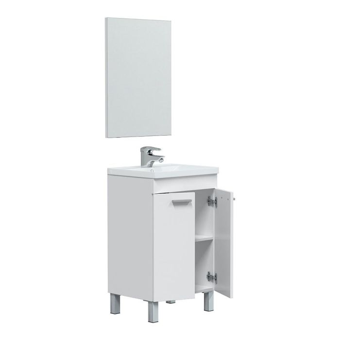 Forés/Arkit Mueble de baño con 2 puertas y espejo, 50 cm, blanco brillo 4 Forés/Arkit Mueble de baño con 2 puertas y espejo, 50 cm, blanco brillo 4