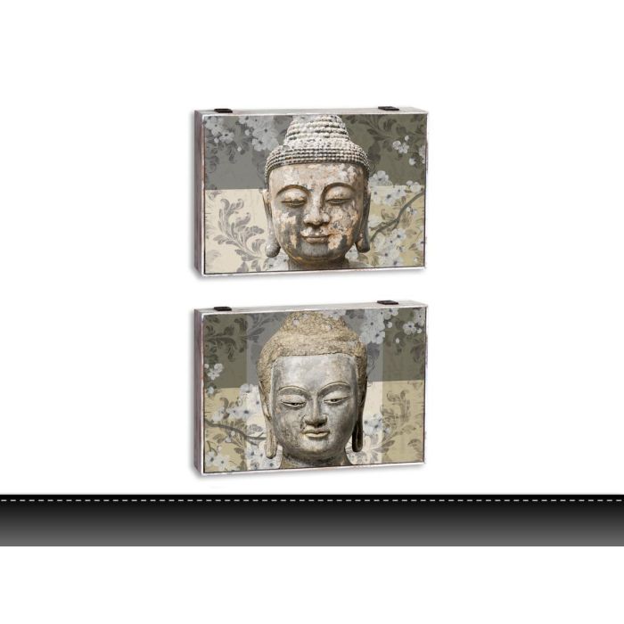 DKD Home Decor Tapa Contador Decorativa Oriental con Buda, de MDF Gris, 46,5 cm Ancho x 6 cm Profundo x 31 cm Alto, Pack de 2 Unidades
