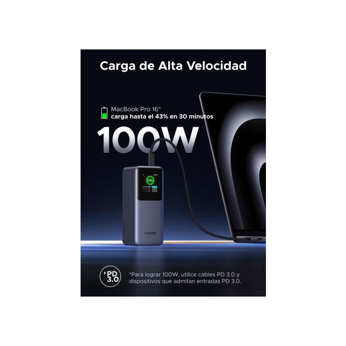 Ugreen 20000Mah 130W Fast Charging Powerbank Litio Gris 4 Ugreen 20000Mah 130W Fast Charging Powerbank Litio Gris 4