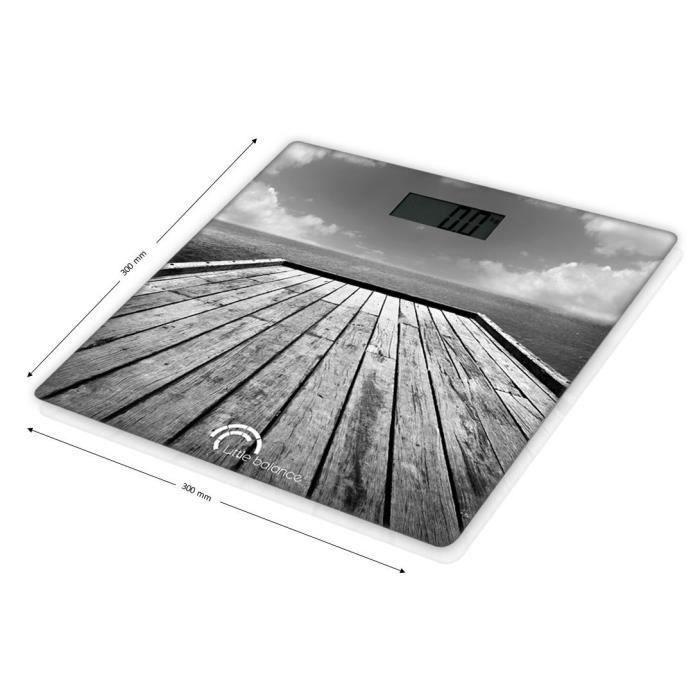 Little Balance Báscula electrónica Ponton 180 kg / 100 g Marrón - Diseño extraplano cristal templado 300x300mm, Pantalla LCD, Decoración única 1 Little Balance Báscula electrónica Ponton 180 kg / 100 g Marrón - Diseño extraplano cristal templado 300x300mm, Pantalla LCD, Decoración única 1