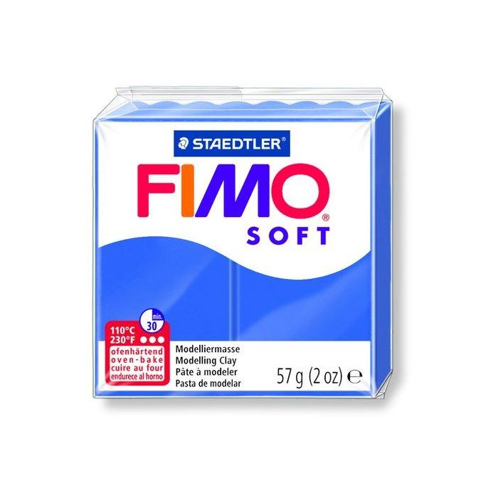 Staedtler Pasta de Modelar Fimo Soft 57g Azul Brillante, Blanda y Suave, Fácil de Mezclar, Diversión para Toda la Familia