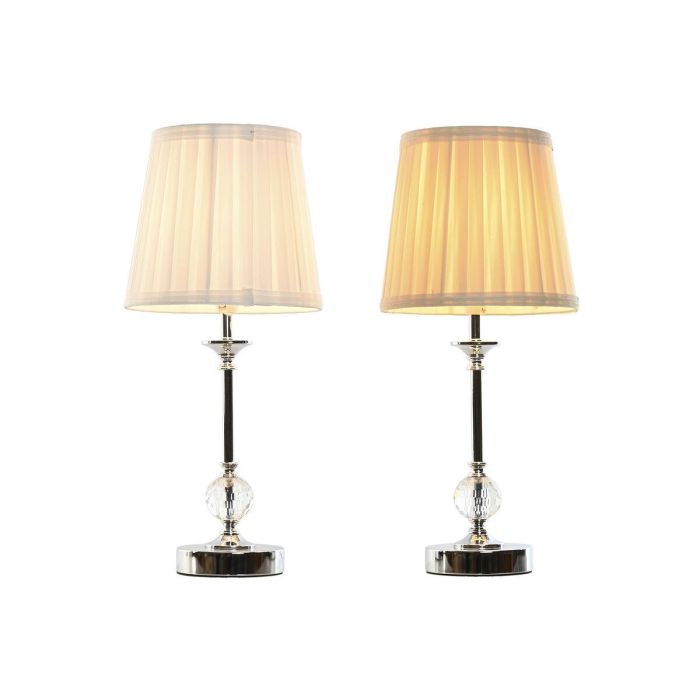 DKD Home Decor Lámpara de Sobremesa Tradicional Blanco Beige Pack 2 Unidades E14 25W Metal Acrílico y Plafón Tela Alto 46 cm 1 DKD Home Decor Lámpara de Sobremesa Tradicional Blanco Beige Pack 2 Unidades E14 25W Metal Acrílico y Plafón Tela Alto 46 cm 1
