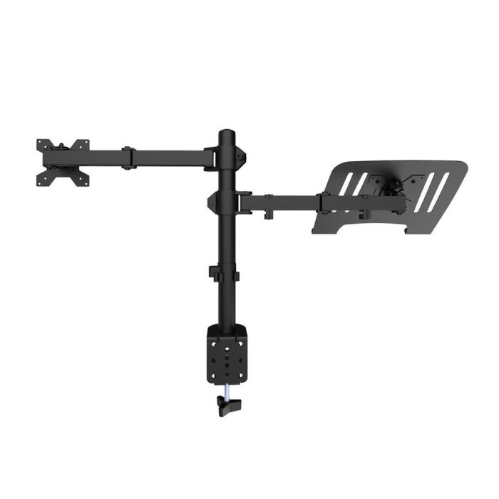 Coolbox Soporte de Monitor doble brazo para 2 monitores de hasta 32" o 1 monitor y portátil de 17", abrazadera, VESA 75/100, acero negro mate, 8 kg 2 Coolbox Soporte de Monitor doble brazo para 2 monitores de hasta 32" o 1 monitor y portátil de 17", abrazadera, VESA 75/100, acero negro mate, 8 kg 2