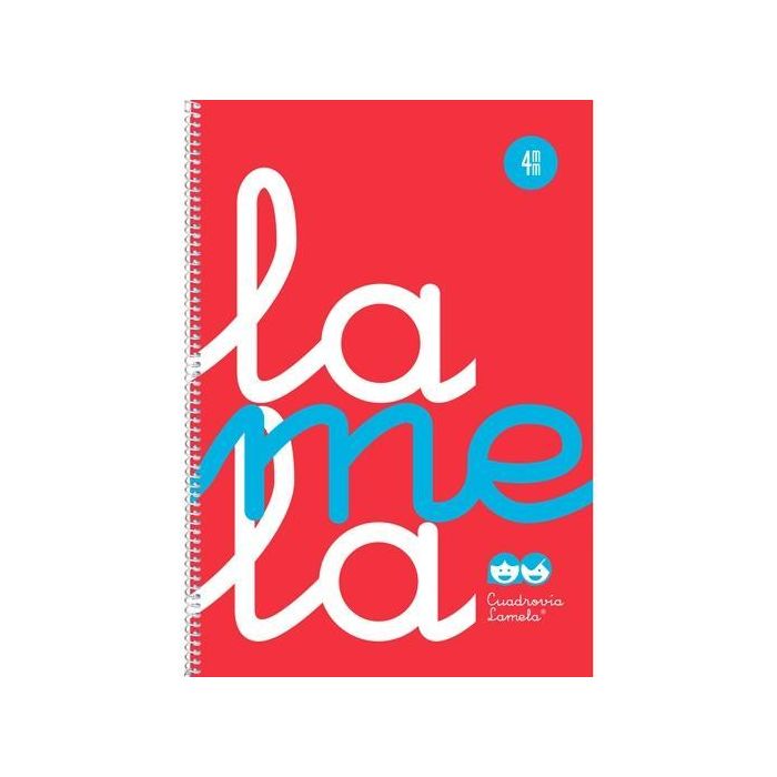 Lamela Cuaderno Espiral Folio 80 Hojas 90 gr Cuadrovía 4 mm Cubierta Polipropileno Flúor Rojo