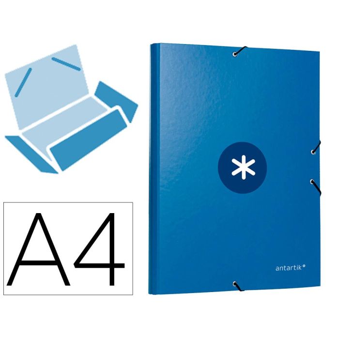 Carpeta Antartik Gomas A4 3 Solapas Carton Forrado Azul Oscuro