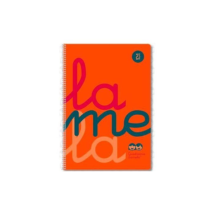 Lamela Cuaderno Espiral 80H Folio 90 gr Cuadrovía 5 mm C-Margen Cubierta Pp Naranja Fluorescente -Paquete 5U-