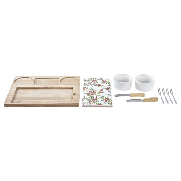 Tabla Aperitivo Navidad Tradicional DKD Home Decor Rojo Natural 20 x 3.5 x 24.5 cm Set de 10 2