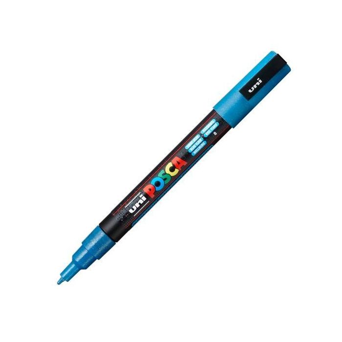 POSCA Marcador PC-3 Ml Punta Cónica 0,9 - 1,3 mm Azul Claro Purpurina No Permanente