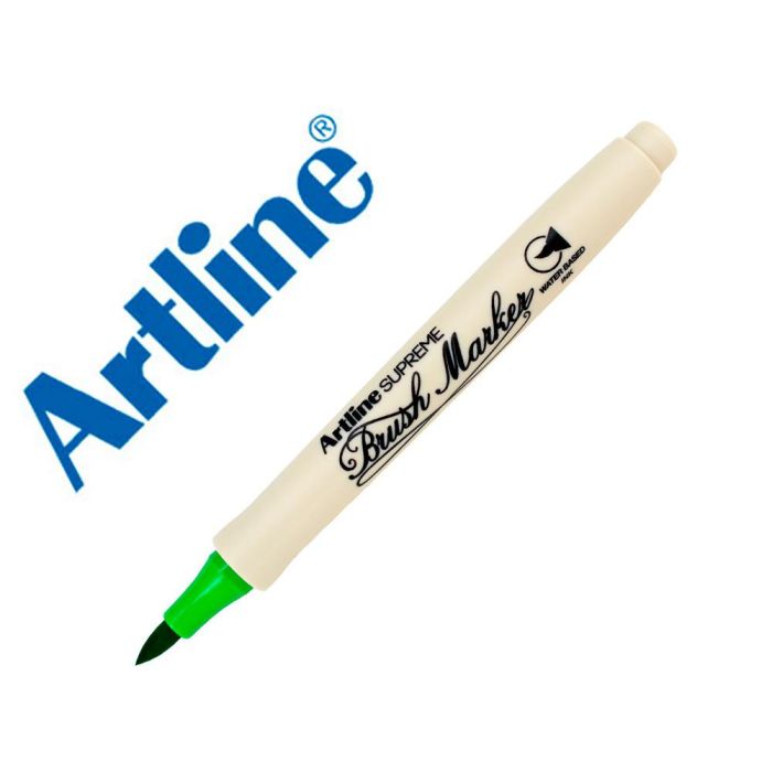 Rotulador Artline Supreme Brush Epfs Pintura Base De Agua Punta Tipo Pincel Trazo Fino Verde Claro 12 unidades