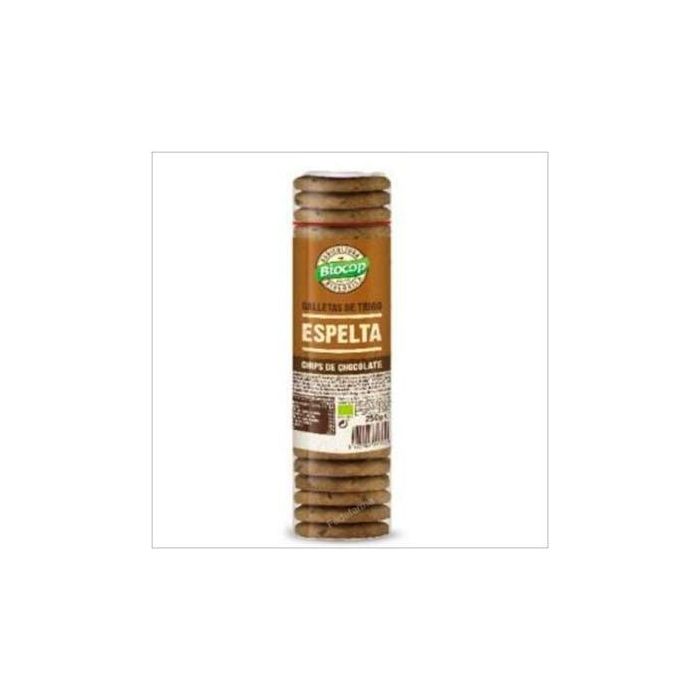 BIOCOP Galletas Bio de Espelta con Chips de Chocolate 250g. Crujientes, elaboradas con aceite de girasol