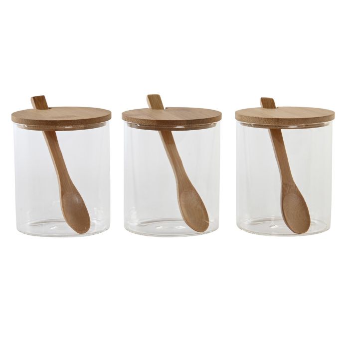 Azucarero Basicos DKD Home Decor Natural 11 x 10.5 x 31 cm Set de 3 1