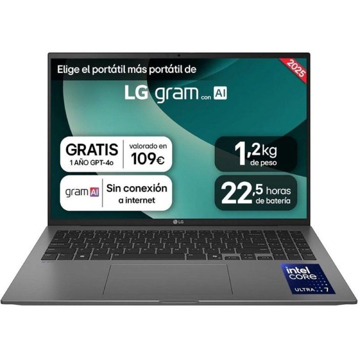 LG 16ZD90T Portátil Gram Ultraligero 16" WQXGA IPS Intel Core Ultra 7 255H AI, 16GB RAM, 1TB SSD, FreeDOS Negro 0 LG 16ZD90T Portátil Gram Ultraligero 16" WQXGA IPS Intel Core Ultra 7 255H AI, 16GB RAM, 1TB SSD, FreeDOS Negro 0