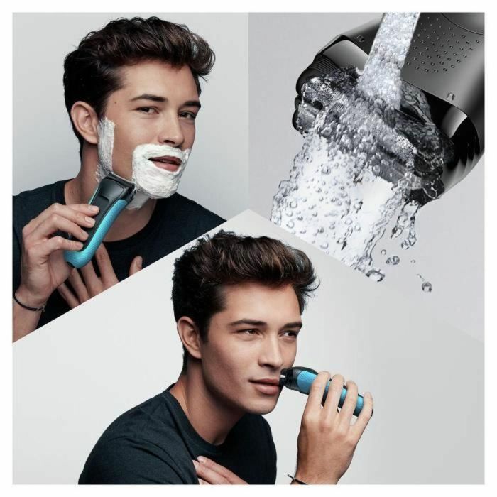 Afeitadora de barba eléctrica para hombre - BRAUN - Series 3 Shave & Style 3010BT - Tecnología Wet & Dry - Negro/Azul 3