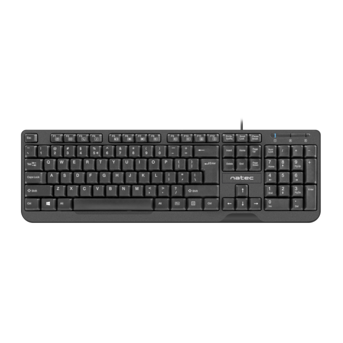 NATEC Trout Teclado Alámbrico USB QWERTY Español Completo de 104 Teclas con Interruptor de Membrana para Oficina Negro