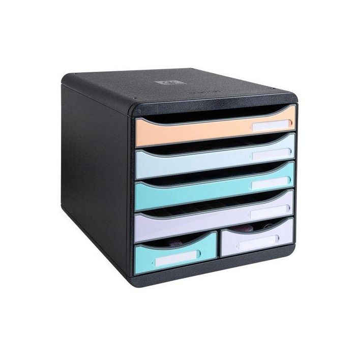 Modulo Exacompta Aquarel 6 Cajones Big Box Maxi Negro/Colores Surtidos