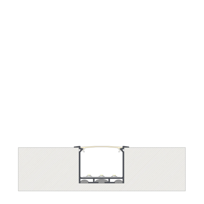 Perfíl Aluminio KIMERA-"HEDE" Anodizado Plata con Difusor Opal , Tapones y Clips Sujección 2,02M 1