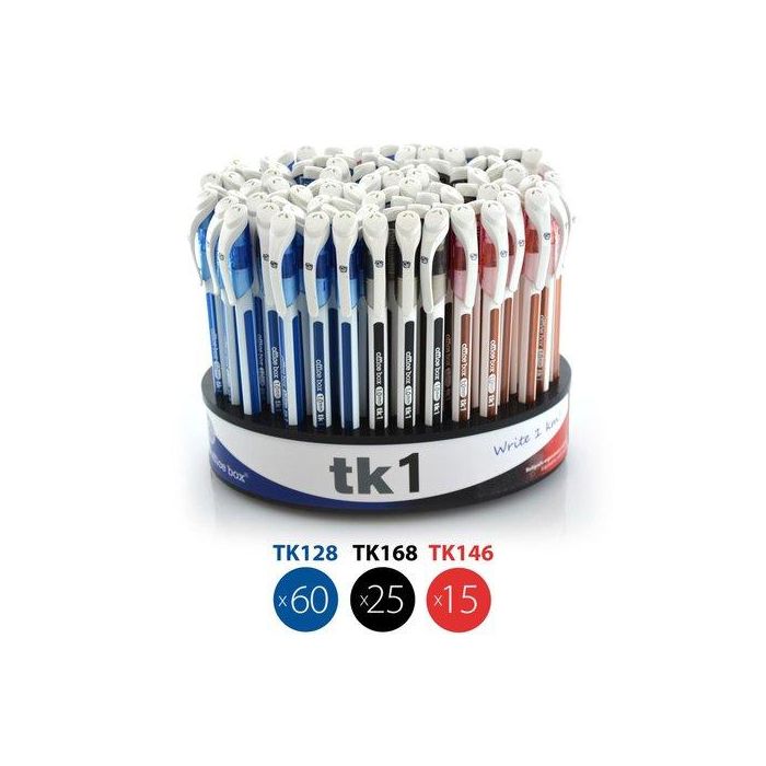 Boligrafo Office Box Tk1 1Mm Expositor De 100 (60 Azules, 25 Negros Y 15 Rojos)