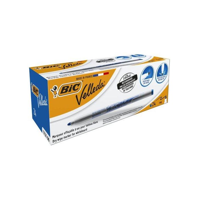 Bic Rotulador para Pizarra Velleda Fino Punta Redonda Azul 1 mm para Pizarra Blanca Bic Rotulador para Pizarra Velleda Fino Punta Redonda Azul 1 mm para Pizarra Blanca