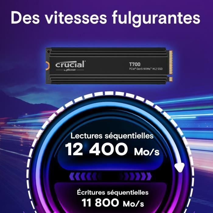 Crucial CT2000T700SSD5 T700 Unidad de Estado Sólido Interna 2 TB PCI Express 5.0 NVMe 2 Crucial CT2000T700SSD5 T700 Unidad de Estado Sólido Interna 2 TB PCI Express 5.0 NVMe 2