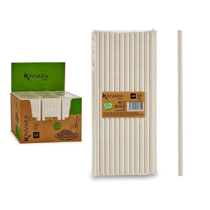 Set 50 Pajitas Biodegradables Kinvara - 7.5x23.5x2 cm, Blanco, Compostable (72 Unidades) Set 50 Pajitas Biodegradables Kinvara - 7.5x23.5x2 cm, Blanco, Compostable (72 Unidades)