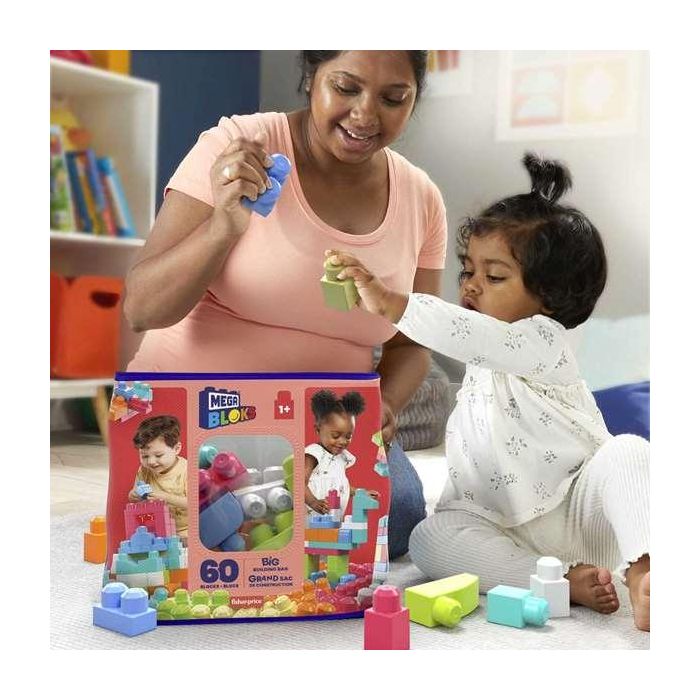 Mattel Bolsa Construccion Mega Blocks 60 Piezas Rosa