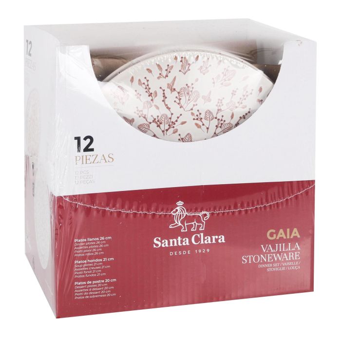 Vajilla Gaia Monaco Ivory Brillo 12Pcs - Santa Clara, Stoneware, Lavavajillas y Microondas (2 Unidades) 3 Vajilla Gaia Monaco Ivory Brillo 12Pcs - Santa Clara, Stoneware, Lavavajillas y Microondas (2 Unidades) 3