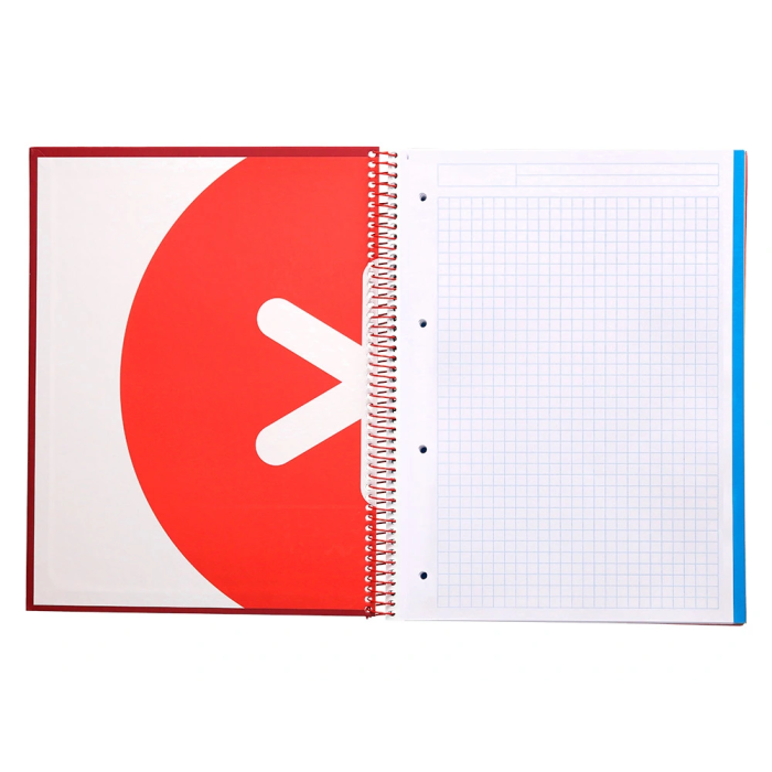 Antartik Cuaderno espiral micro a4 tapa forrada 120h cuadro 5mm 5 bandas 4 taladros color frambuesa 6