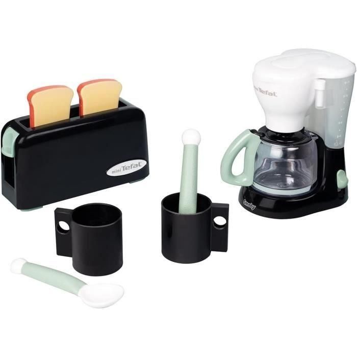 Smoby SMO1695710719168 Set de Desayuno Tefal: Tostadora, Cafetera, Tazas y Cucharas - Juguete Niños +3 Años
