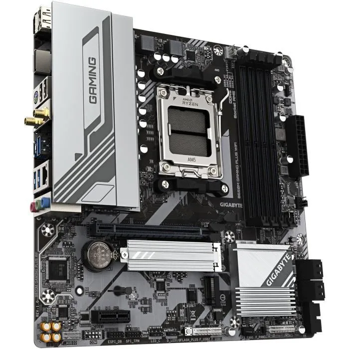 GIGABYTE B650M GAMING PLUS WiFi Placa base para AMD Ryzen 9000, DDR5, M.2, LAN 2.5GbE, WiFi 6E, USB 3.2 Gen 1 2