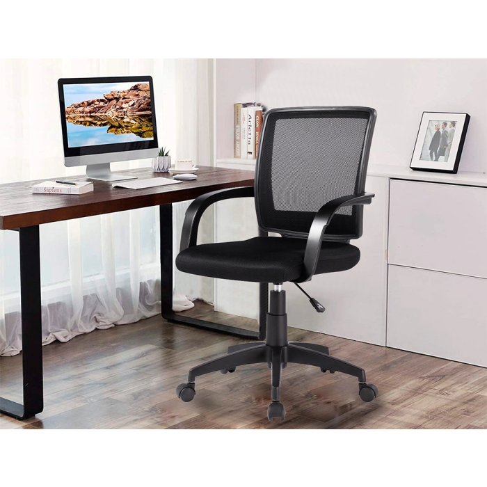 Q-connect Silla Giratoria Respaldo Medio Regulable en Altura Negro 900+100x560x570 mm 2 Q-connect Silla Giratoria Respaldo Medio Regulable en Altura Negro 900+100x560x570 mm 2