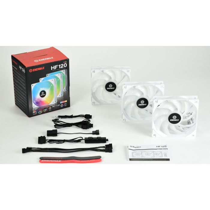 120mm Enermax Fan HF120 ARGB Case Fan White 3-Pack 4 120mm Enermax Fan HF120 ARGB Case Fan White 3-Pack 4