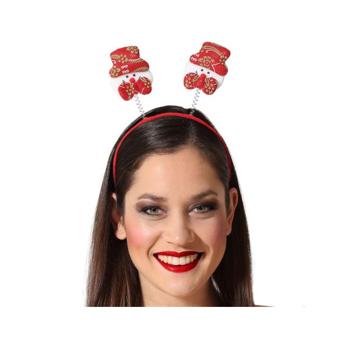 Diadema Navidad Muñeco Nieve Rojo Blanco Mujer Adulto