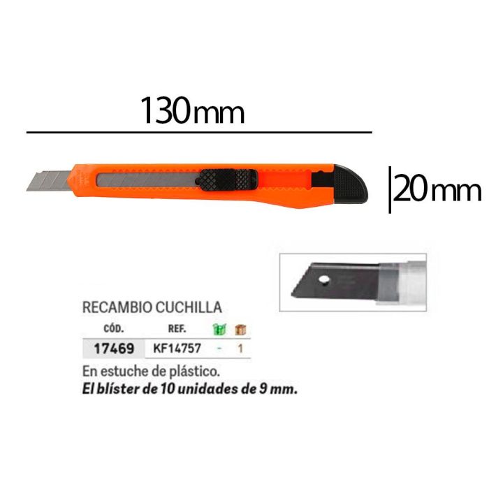 Cuter Q-Connect Plastico Estrecho Cuchilla 9 mm Xd-05 Blister 1 Unidad 1