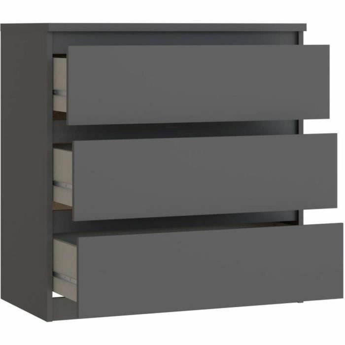 Cómoda - CHELSEA - 3 cajones - Antracita - 77,2 x 42,2 x 79,9 cm 2 Cómoda - CHELSEA - 3 cajones - Antracita - 77,2 x 42,2 x 79,9 cm 2
