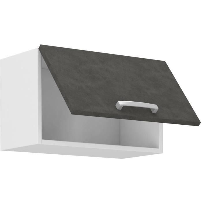 Mueble campana con puerta basculante - Gris mate - L 60 x 31,6 x H 36 cm - LASSEN 2 Mueble campana con puerta basculante - Gris mate - L 60 x 31,6 x H 36 cm - LASSEN 2