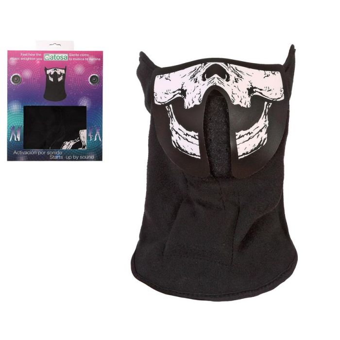 Atosa Máscara Esqueleto con Luz Led Activada por Sonido para Halloween y Fiestas